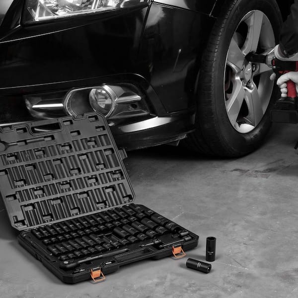 1/2 in. Drive Impact Socket Set, 65-Pieces SAE 3/8 in. to 1-1/4 in. and Metric 10-24mm, Cr-V Alloy Steel for Auto Repair