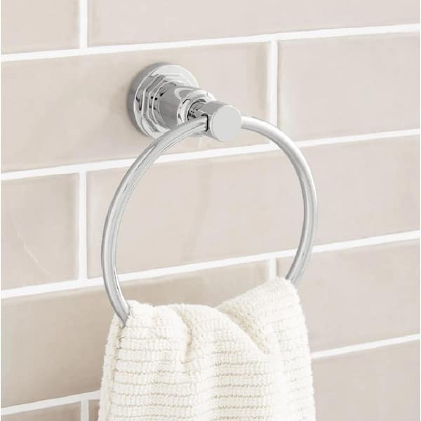SIGNATURE HARDWARE Greyfield Wall Mounted Towel Ring in Chrome