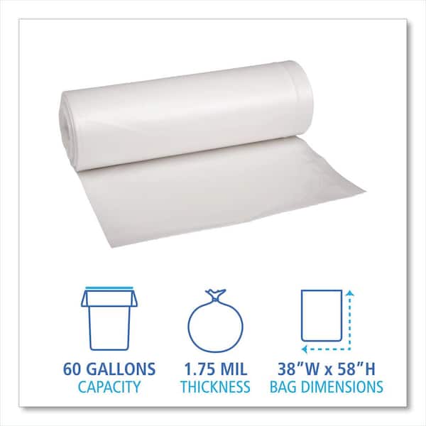 Sak-It™ 60 Gallon Clear High Density Coreless Trash Can Liners (38