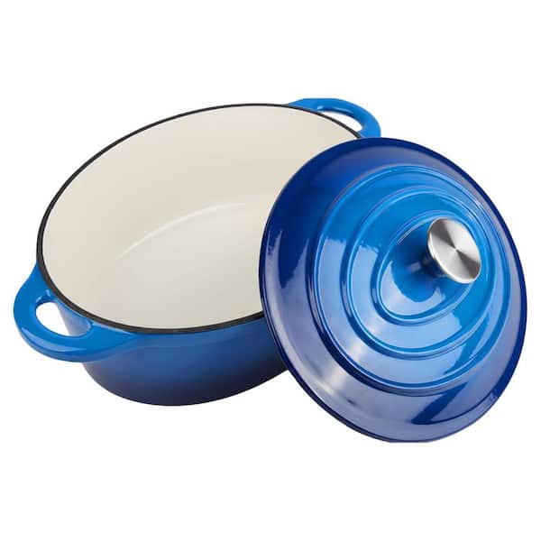 5.5 qt. Oval Enameled Cast Iron Dutch Oven in Red with Lid, Oven Safe, Superior Heat Retention Cookware