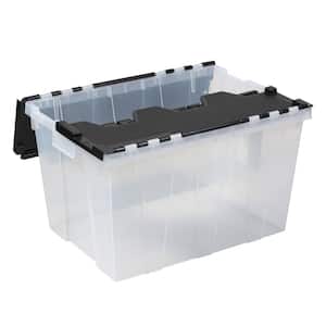 FlipTop Large Capacity Clear Plastic Storage Tote, 2 Pack