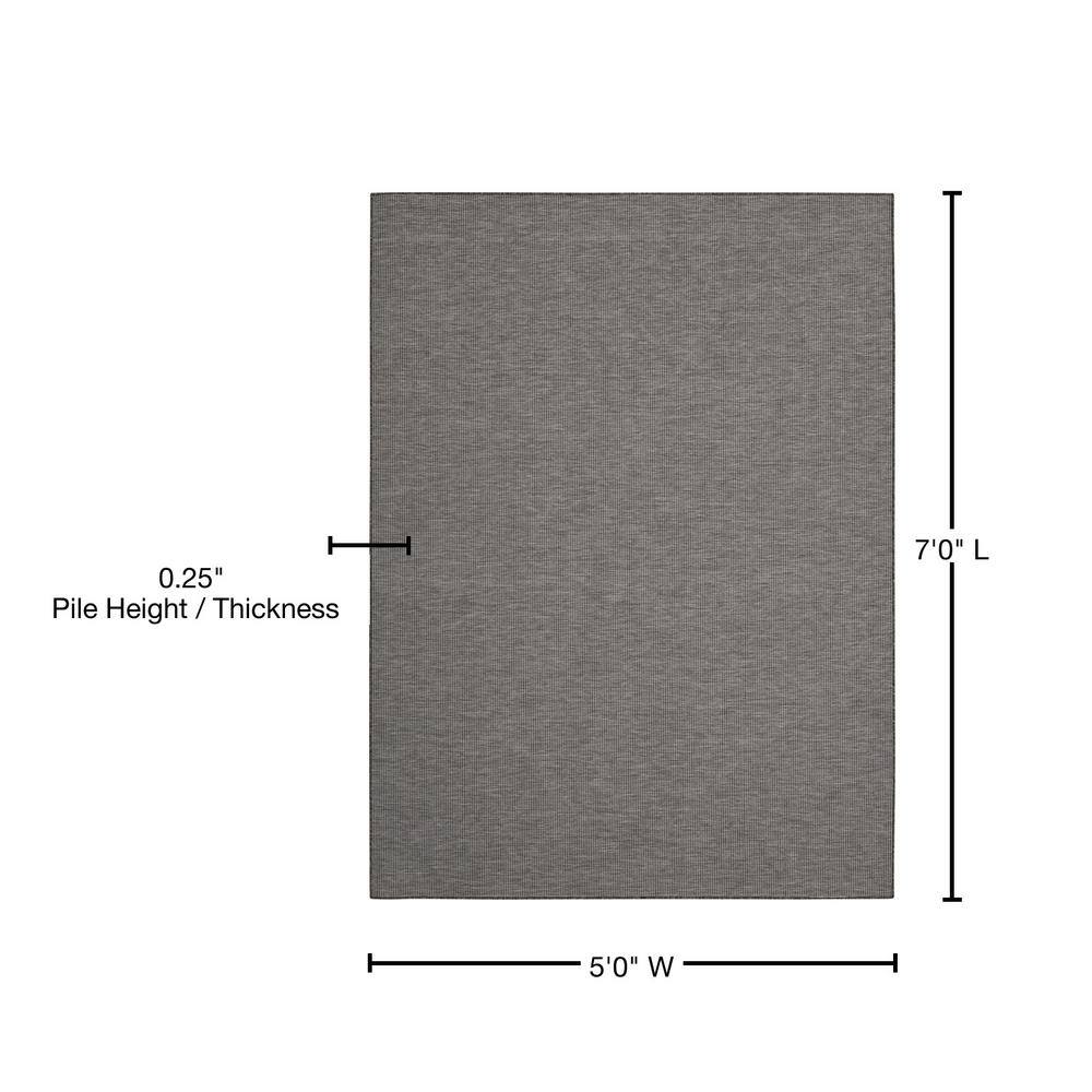 Charcoal 5' x 7' Flat Woven Synthetic Indoor/Outdoor Rug
