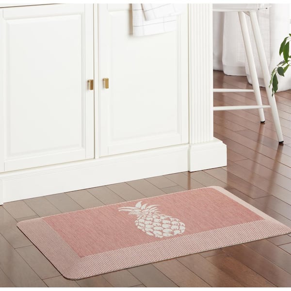 Aloha Modern Pineapple Spice Red 19.6 in. x 39 in. Anti-Fatigue Kitchen Mat