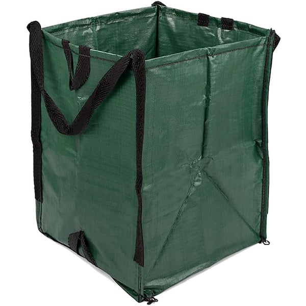 20 in. W x 20 in. D x 28 in. H 48 Gal. Reusable Self-Standing Leaf Bags Trash Can Storage with Handles for Patio, Green