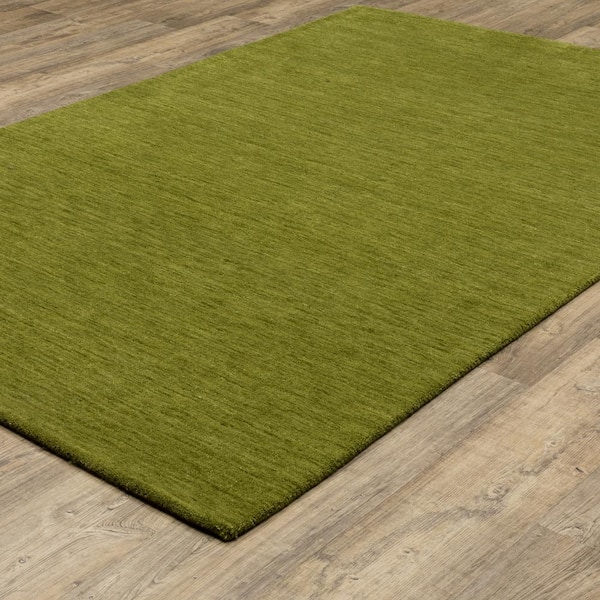 Allaire Olive 10 ft. x 13 ft. Heathered Solid Hand-Tufted 100% Wool Indoor Area Rug