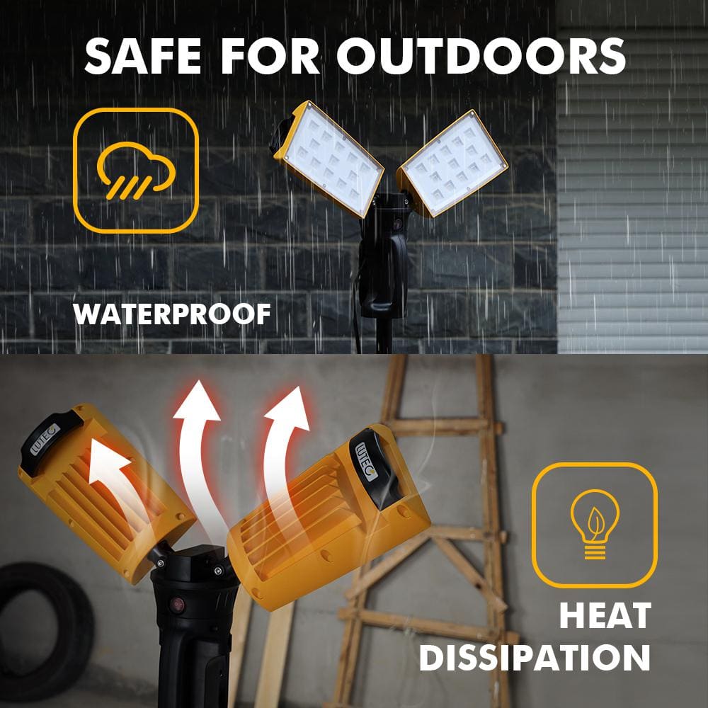 Dual-Head Telescoping LED Work Light with Stand, 9000 Lumen