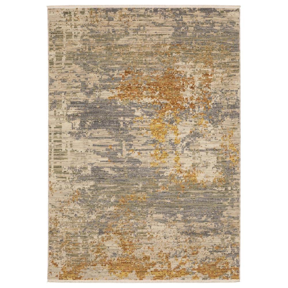 Solano Beige/Gold Doormat 3 ft. x 5 ft. Mottled Abstract Wool Nylon Blend Fringe-Edge Indoor Area Rug price history on PriceWatchPro
