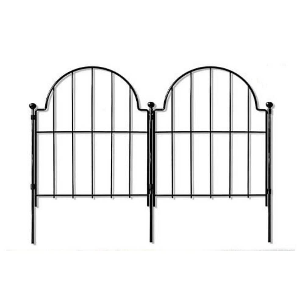 Black Arched Metal Garden Fence with Stakes, 22 in x 13.2 in