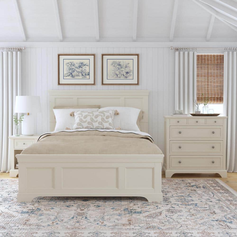 Naples Off-White Queen Bed with Nightstand and Chest