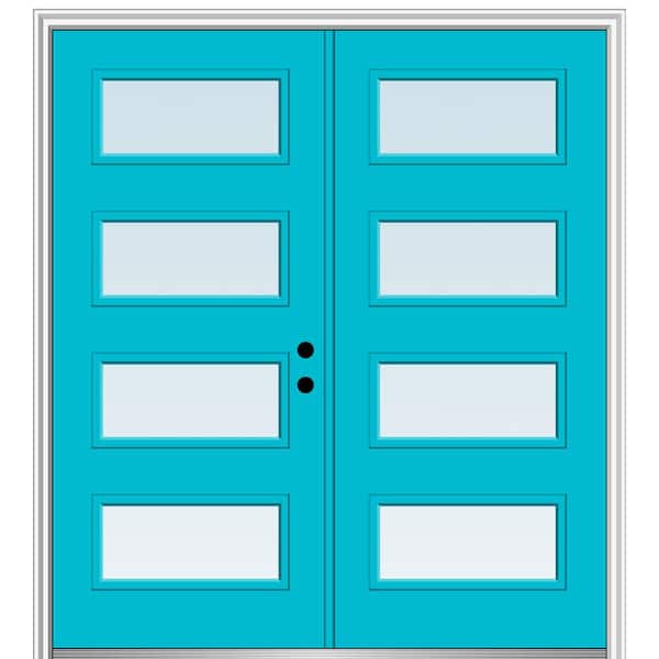 MMI Door 72 in. x 80 in. Celeste Left-Hand Inswing 4-Lite Clear Low-E Painted Fiberglass Smooth Prehung Front Door