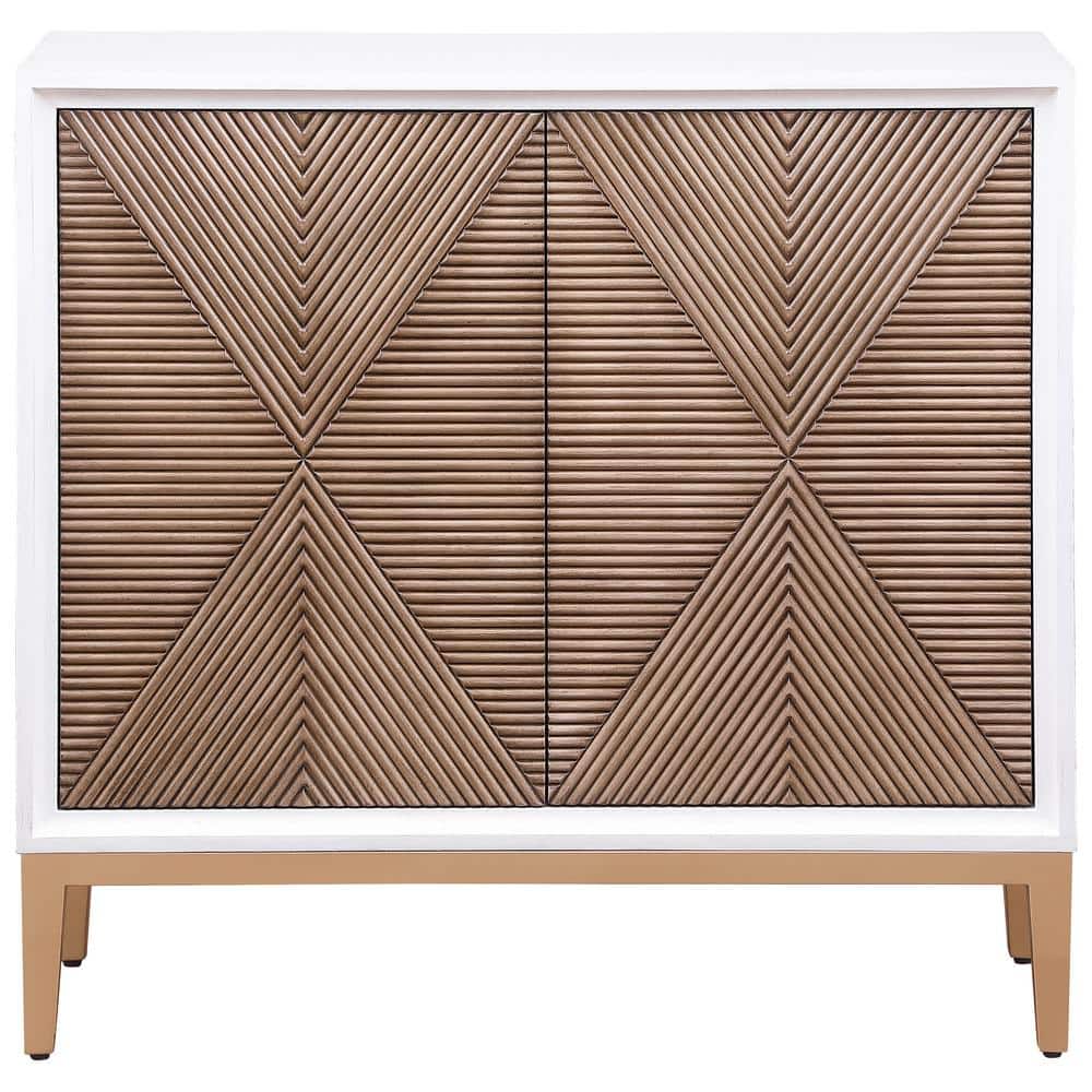 Gretchen 36" White and Brown MDF Coastal Accent Cabinet