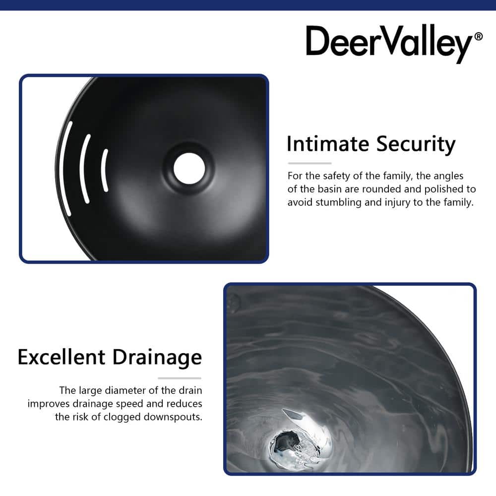 Matte Black Round Ceramic Above-Counter Vessel Sink