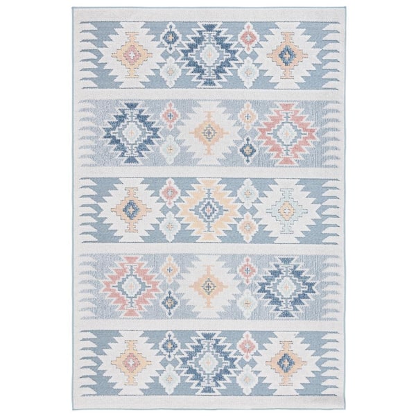SAFAVIEH Sarasota Light Blue/Gray 5 ft. x 8 ft. Trellis Area Rug