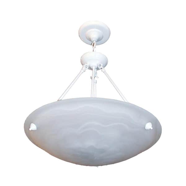 Cambridge 3-Light White Chandelier with Marbleized Alabaster Glass Shade
