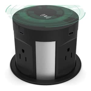 8-Outlet Pop-Up Countertop with Wireless Charger Station for Kitchen in Black