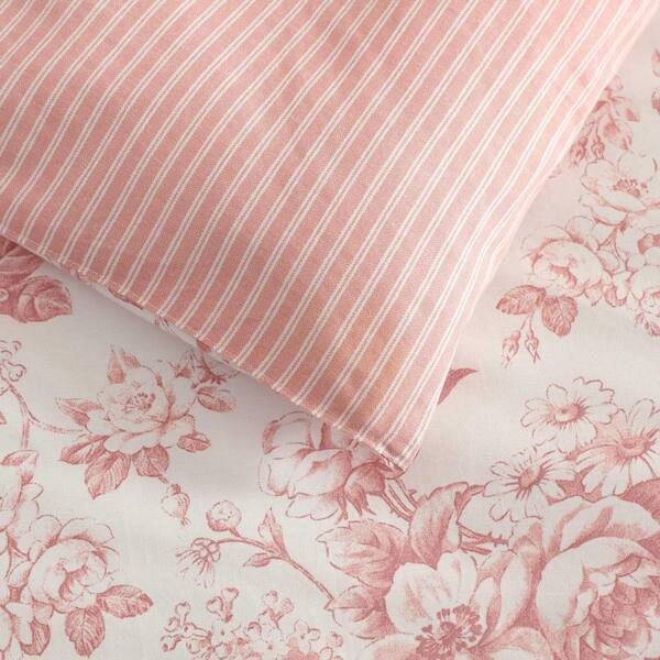Laura Ashley Toile Delight 3-Piece Rose/Cream Cotton Full/Queen