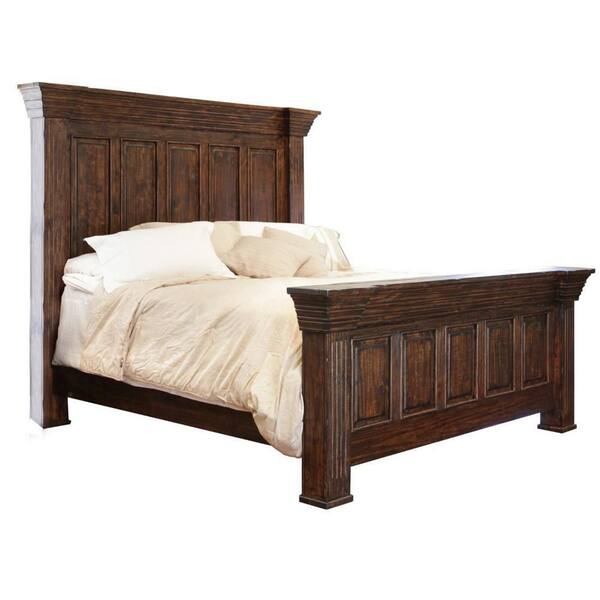 Benjara Abi Brown Wood Frame King Size Platform Bed