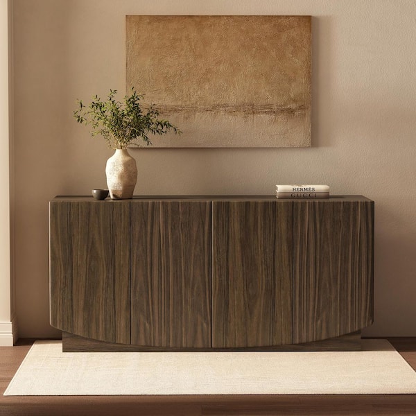 Manhattan Comfort Ardea 60 in. Walnut Composite Wood Sideboard