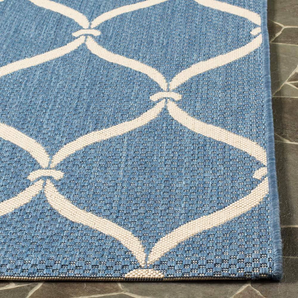 Blue and Beige Geometric Indoor/Outdoor Area Rug 2'7" x 5'