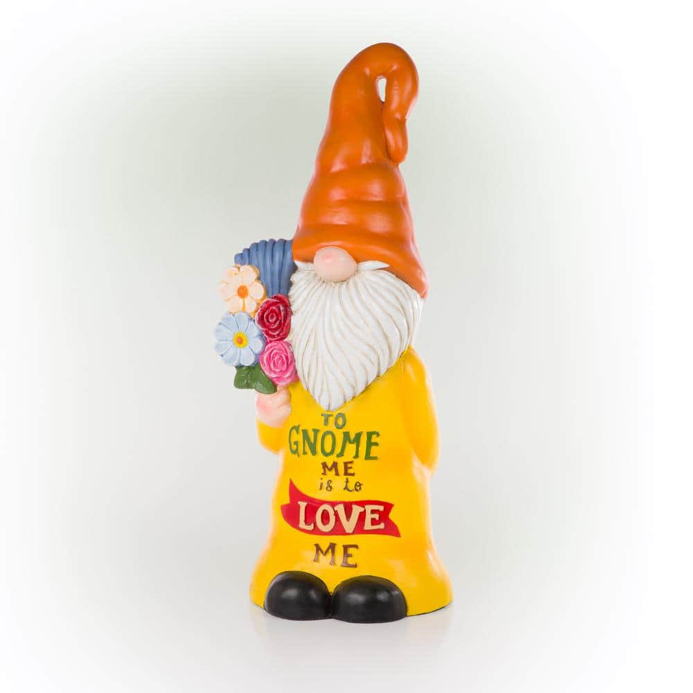 24" Multicolor Polyresin Garden Gnome with Flowers