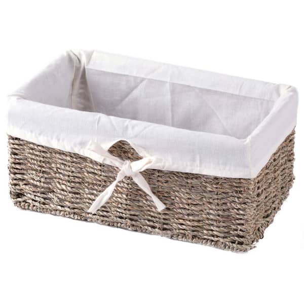Folden Lane Small Cream White Rectangular Collapsible Storage Basket with  Dividers