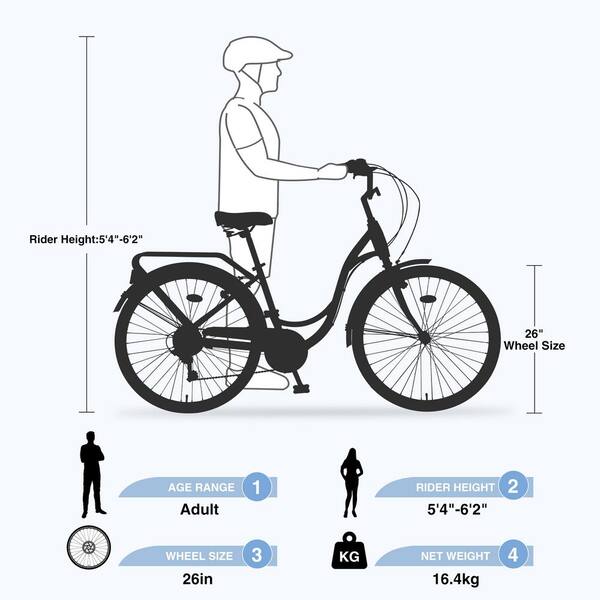 Unbranded - 26 in. Beige 7-Speed Women' Bike City Bike Outdoor Ladys Bike