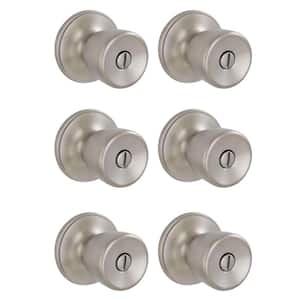 Brill Satin Stainless Steel Privacy Bed/Bath Door Knob (6-Pack)