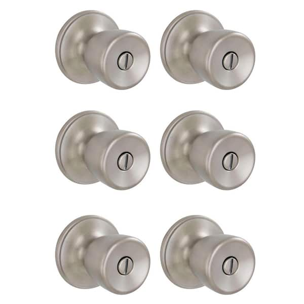 Satin Chrome Privacy Knob Set, Tulip Design Door Lock for Interior Doors  with Twist Lock Mechanism