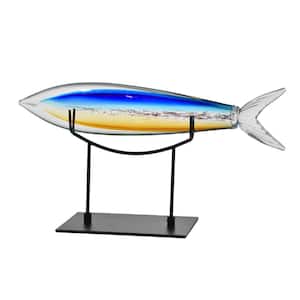 12.25 in. Shark Fish Handcrafted Figurine with Stand Oval Shape