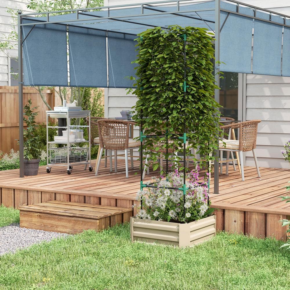 Green Galvanized Steel Raised Garden Bed with Safety Edging