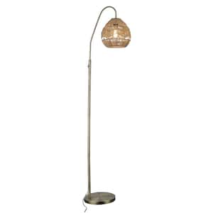 Pippa 63.5 in. 1-Light Brushed Gold-Colored Metal and Hemp Indoor Bohemian Candlestick Floor Lamp