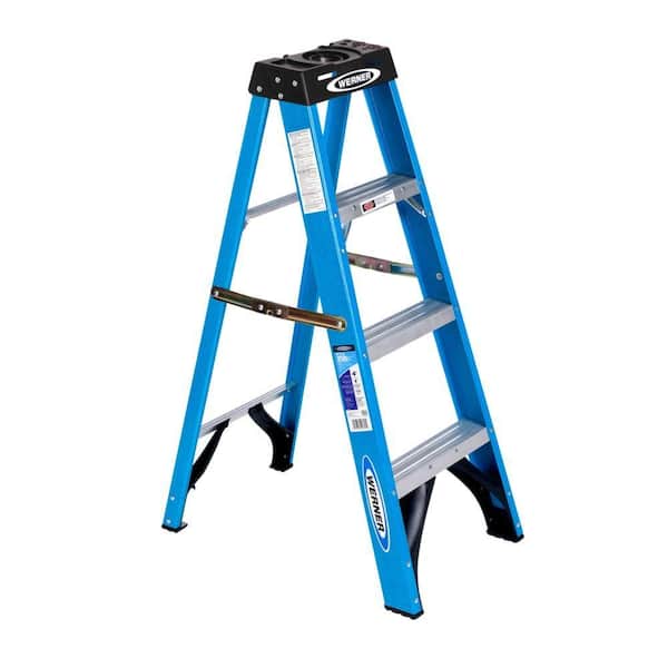 Werner 4 ft. Fiberglass Step Ladder with 250 lb. Load Capacity Type I Duty Rating