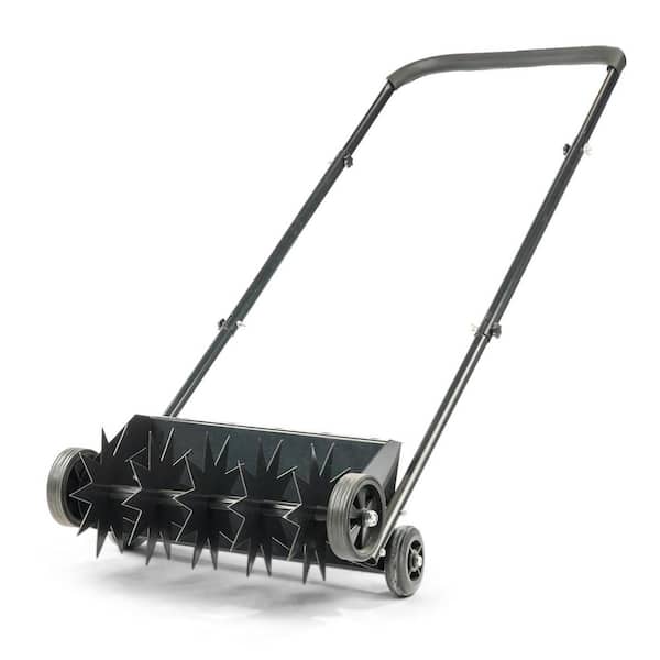 16.5 in. Push Spike Aerator Heavy Duty Rolling Lawn Aerator with U-Shaped Handle in Black