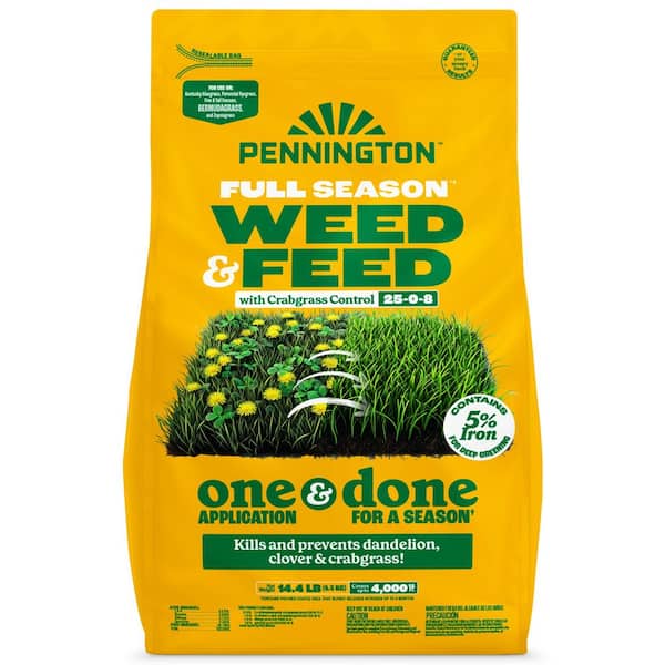 14.4 lbs. 4,000 sq. ft. Full Season Weed and Feed Lawn Fertilizer Granules Plus Crabgrass Control 25-0-8