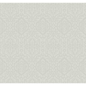 60.75 sq ft Gray Catherdral Damask Pre-Pasted Wallpaper