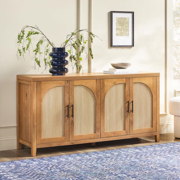 woody press（TH2）32BRN Tessa Solid Wood Prism Sideboard / TV Stand – Walker Edison