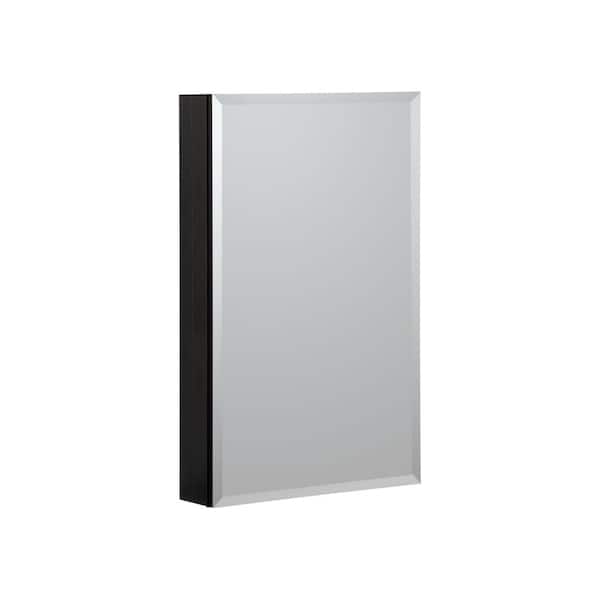 CRAFT + MAIN Reflections 19 in. W x 30 in. H Rectangular Aluminum Medicine Cabinet with Mirror in Black
