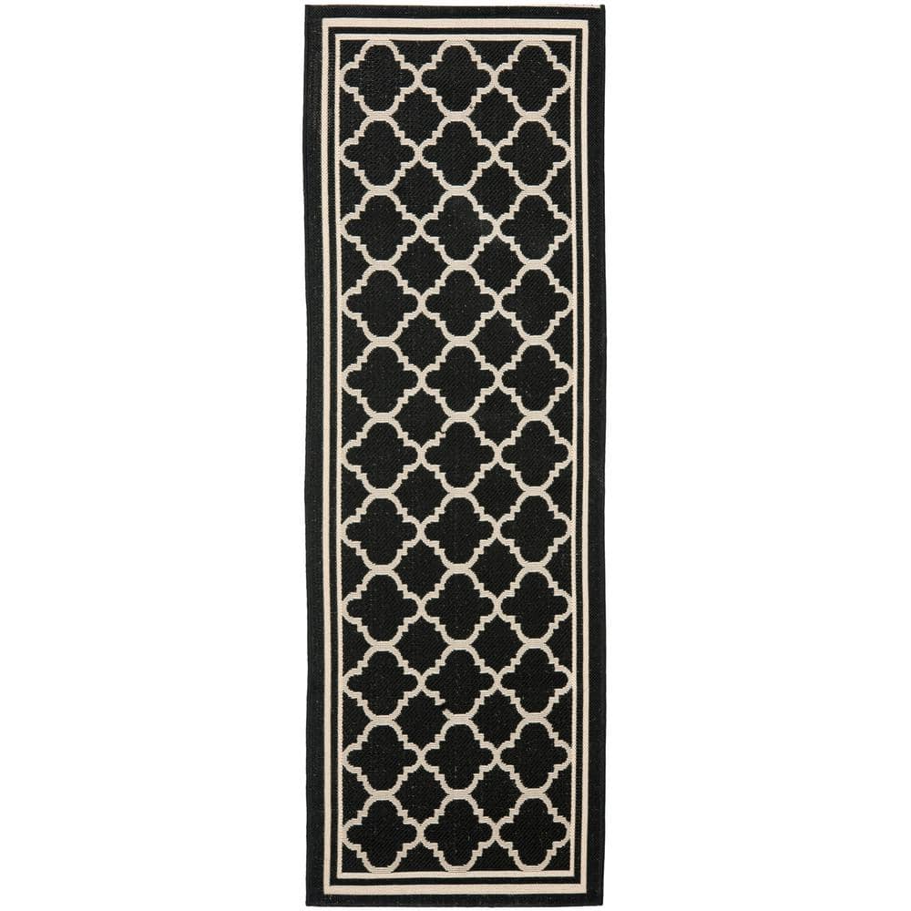 Courtyard Black/Beige 2 ft. x 16 ft. Geometric Indoor/Outdoor Patio  Runner Rug price history on PriceWatchPro