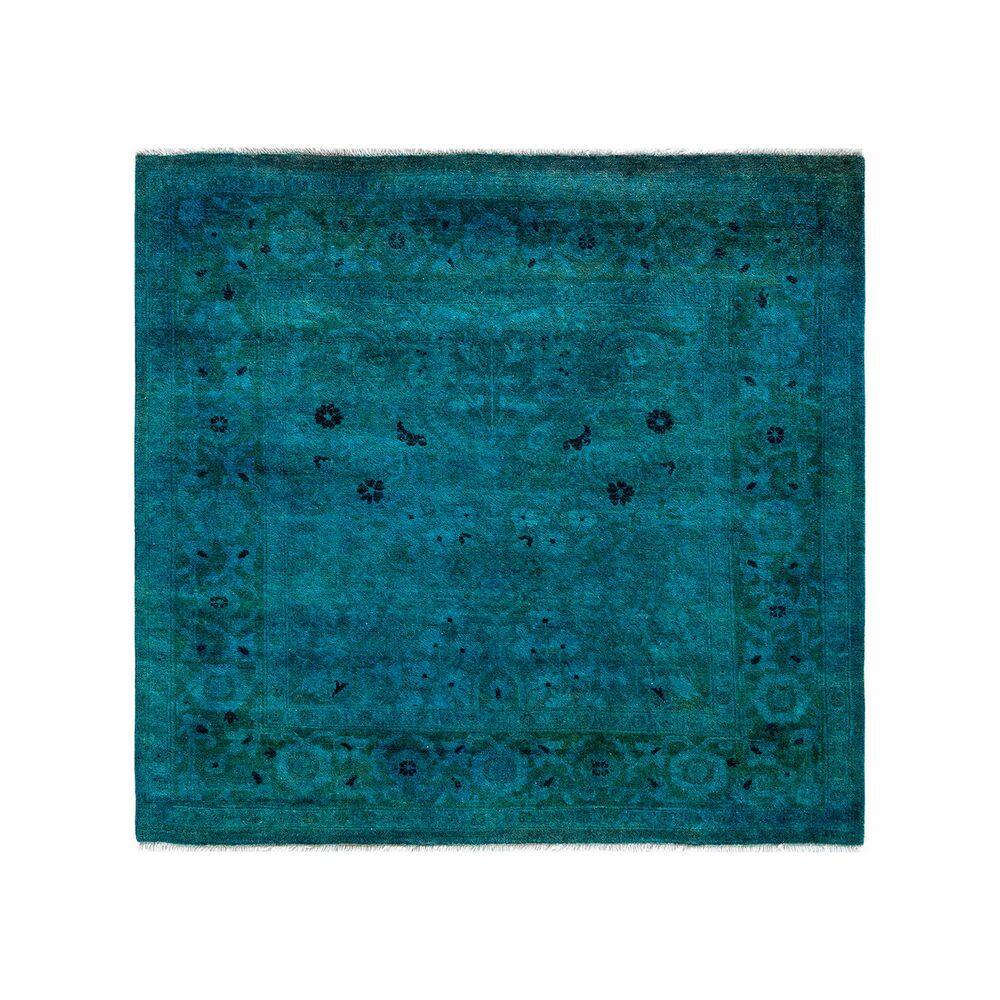 Overdyed Blue 4 ft. x 4 ft. Solid Wool Indoor Area Rug price history on PriceWatchPro