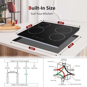 24 in. 4 Elements Smooth Surface (Radiant) Black Ceramic Glass Electric Cooktop