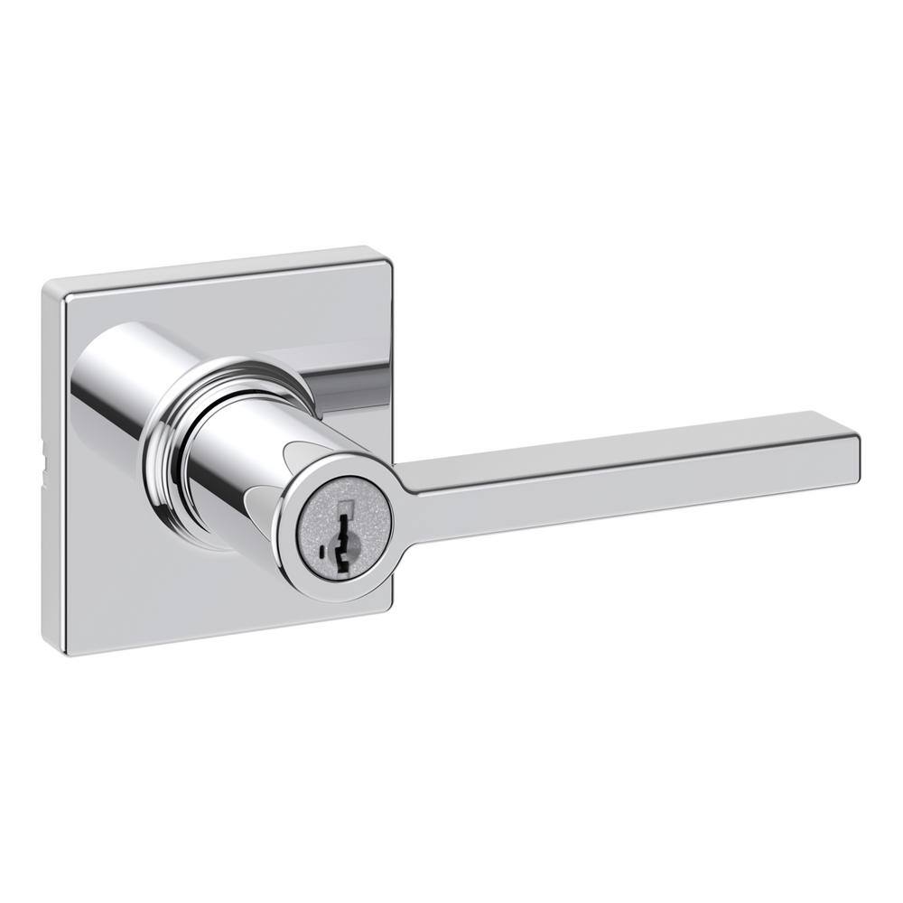 Kwikset Casey Polished Chrome Keyed Entry Door Handle Featuring