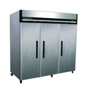 81 in. Triple Door Reach-In Freezer, Top Mount, Stainless Steel, 72 cu. ft. Auto Defrost System