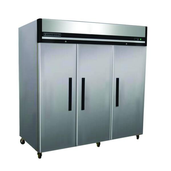 Maxx Cold 81 in. Triple Door Reach-In Freezer, Top Mount, Stainless Steel, 72 cu. ft. Auto Defrost System