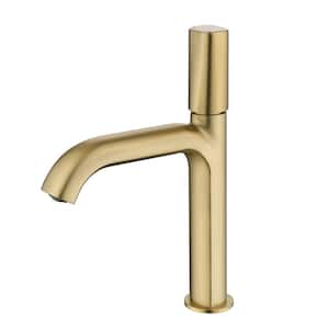 Single-Handle Single-Hole Bathroom Faucet Modern Brass Bathroom Sink Taps in Brushed Gold