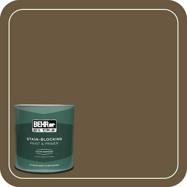 BEHR ULTRA 1 qt. #PPU7-01 Moss Stone Extra Durable Semi-Gloss Enamel Interior Paint & Primer