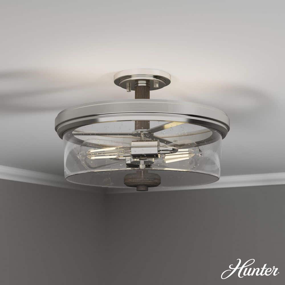 River Mill Brushed Nickel and Glass Semi Flush Mount Light