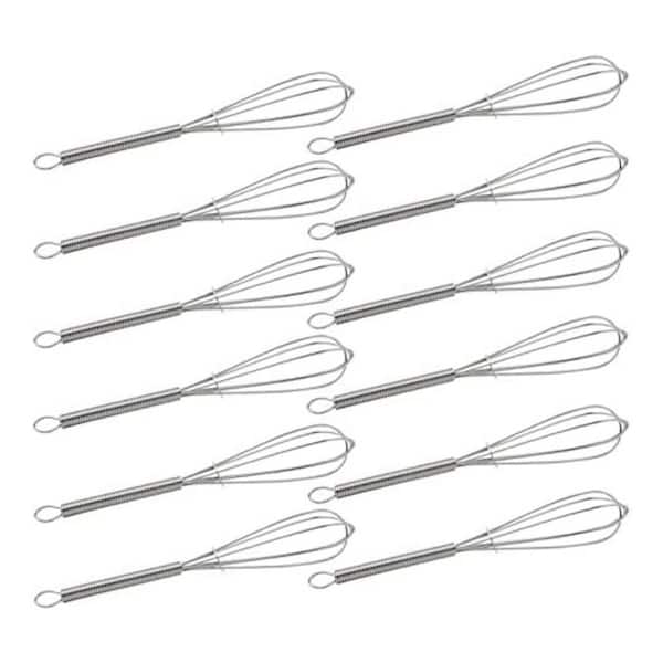 Stainless Steel Mini Whisk Egg Beater Silver Set of 12 Lightweight Small Size for Mixing Sauces Drinks