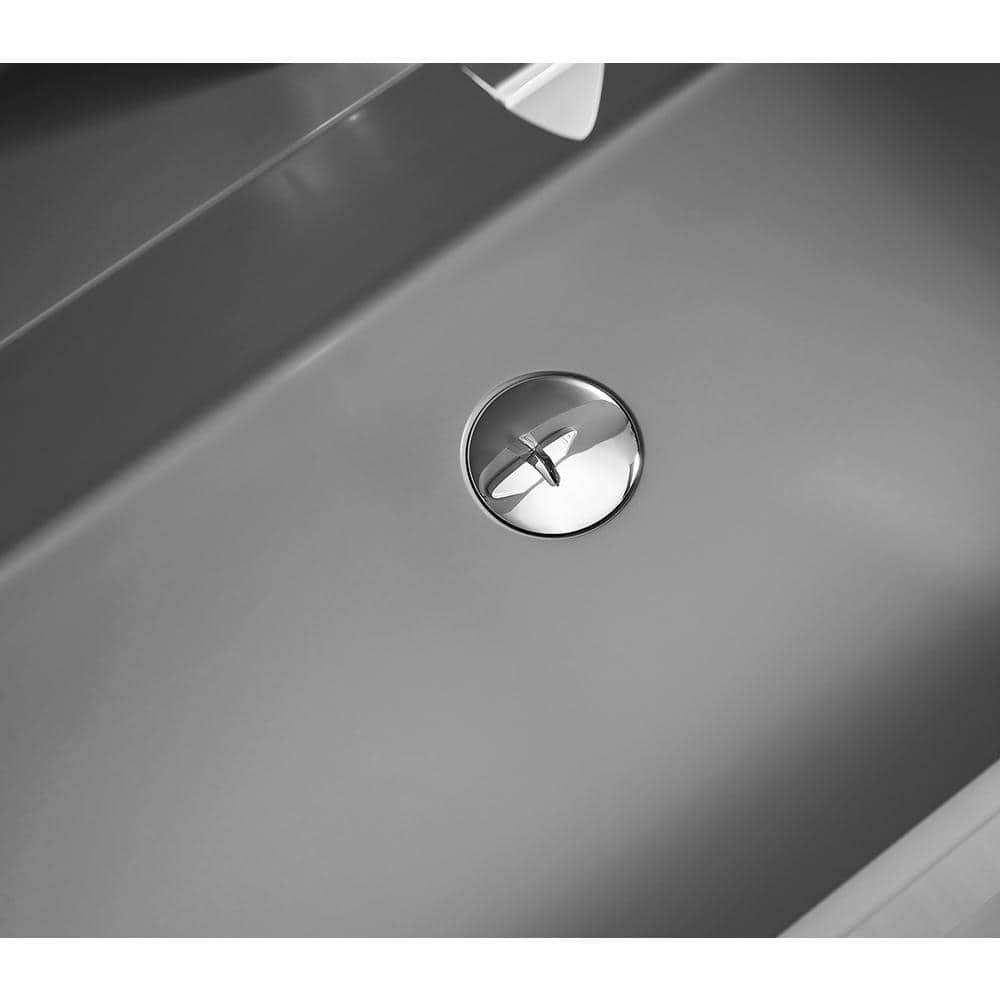 40 in. Matte Gray Solid Surface Wall-Mount Bathroom Vanity with Storage