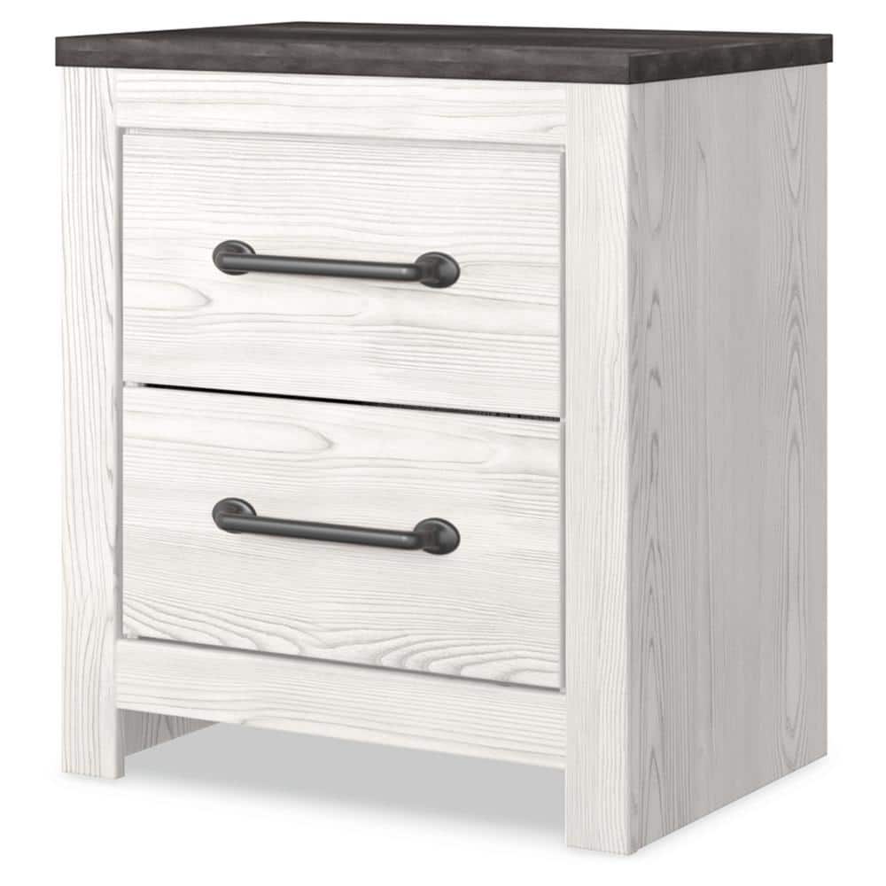 Transitional Gray and White 2-Drawer Nightstand