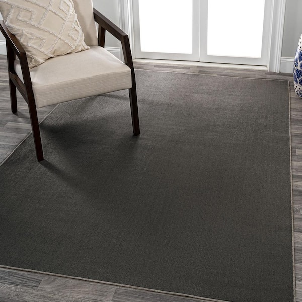 JONATHAN Y Twyla Classic Dark Gray 4 ft. x 6 ft. Solid Low-Pile Machine-Washable Area Rug